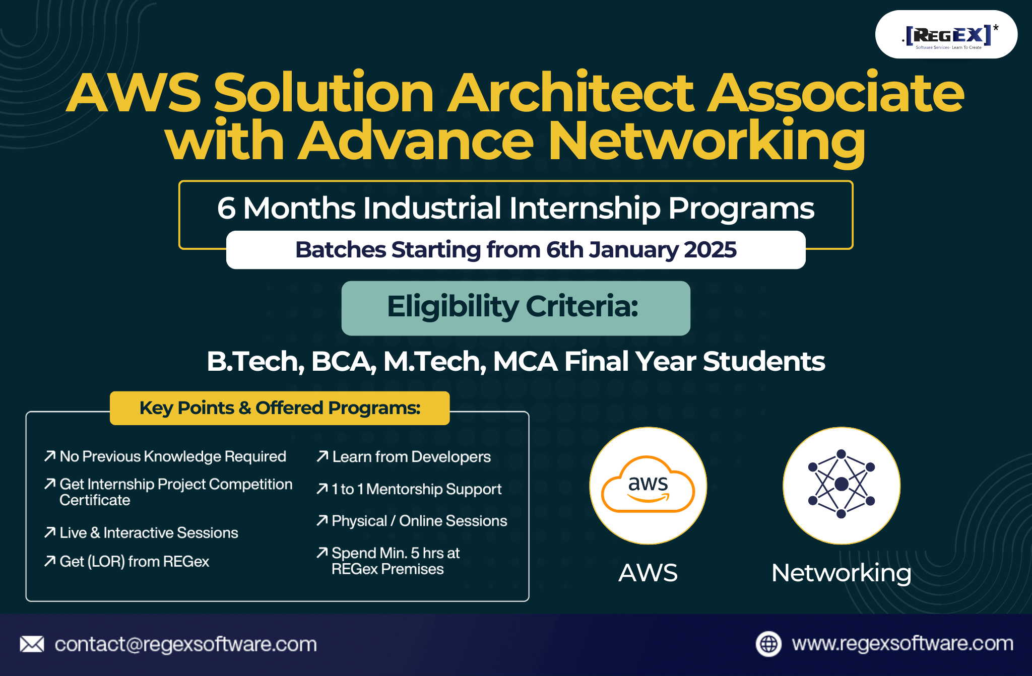 6 Months Industrial Internship Programs - Regex Software
